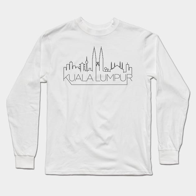 Kuala Lumpur Minimal Skyline Long Sleeve T-Shirt by kursatunsal